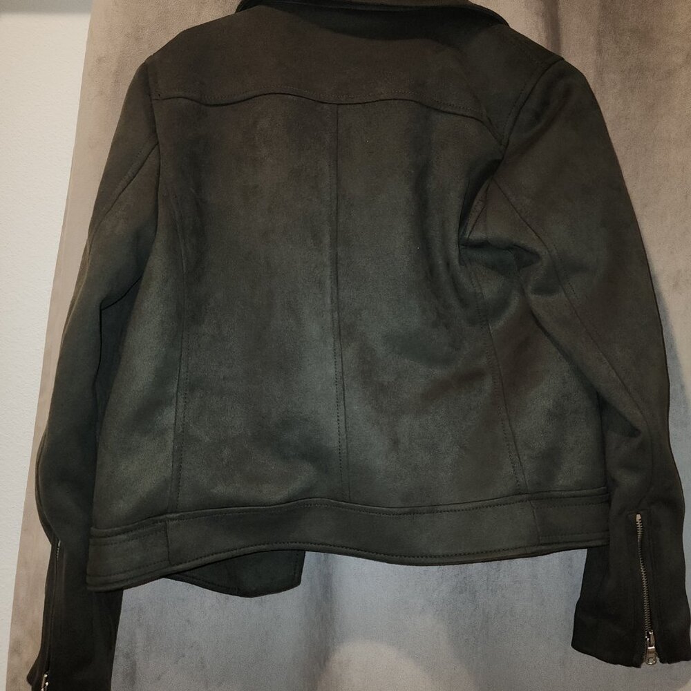 Loft XS Green Faux Suede Moto Jacket - Picture 3 of 4